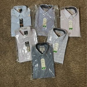 Six Jos A Bank Stretch Slim Fit Dress Shirts. New and unopened. 15.5 x 36.
